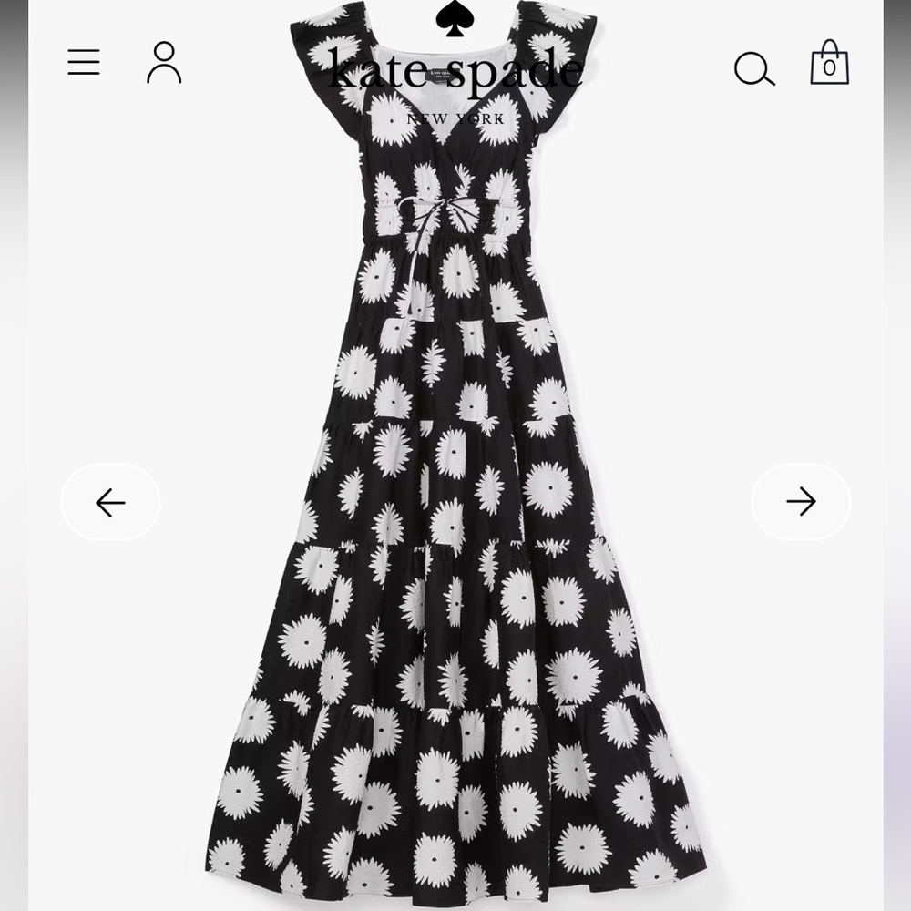 Kate Spade Pom Pom Floral Smocked Dress XXL Like New